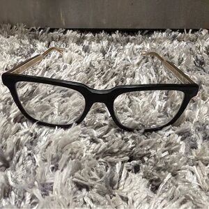 Gucci Men's Glasses with Black Frame and Gold Temples